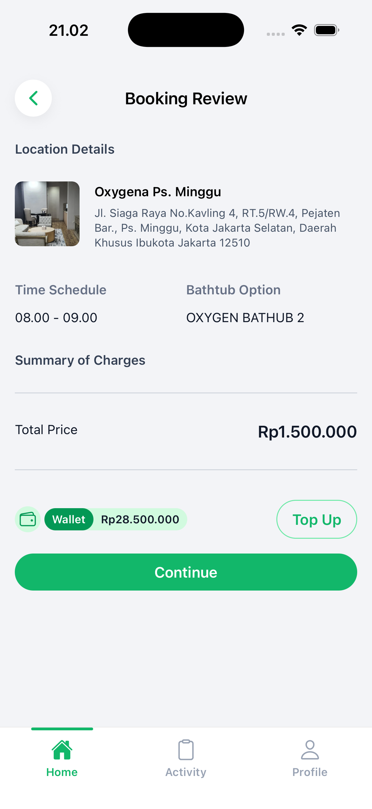 Screenshot of Booking System Flow