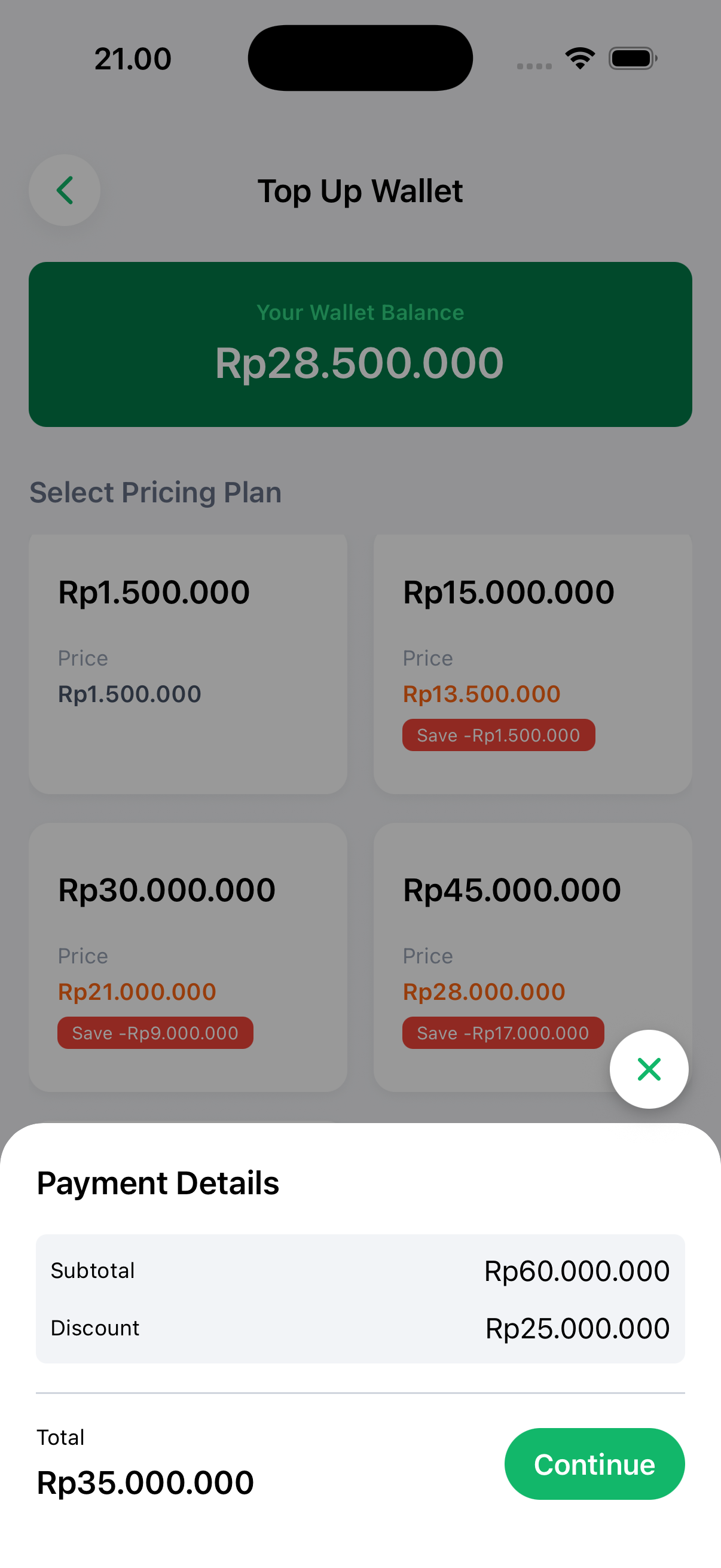 Screenshot of Payment Currency